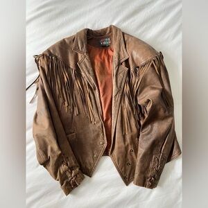 Paris Sport Coat - Vintage - Brown Leather Fringe Jacket